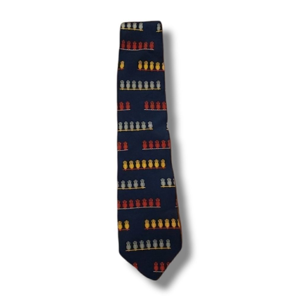 ‎VICKY Davis Wise Owl Navy Silk Tie